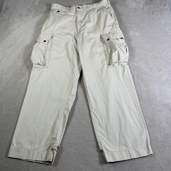 Polo Ralph Lauren Nautical Pants Men 34x30 Khaki Beige 100% Cotton Cargo Vintage